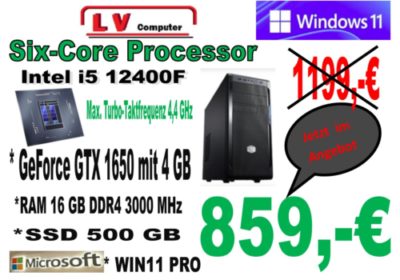 Intel i5 12400F / GTX 1650 Gamer