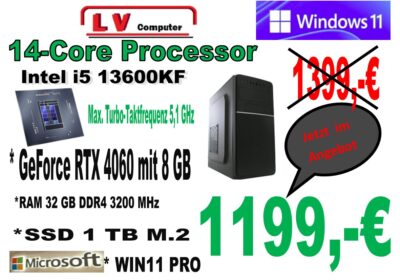 Intel i5 13600KF (14 Core)  / RTX 4060 Gamer 8 GB