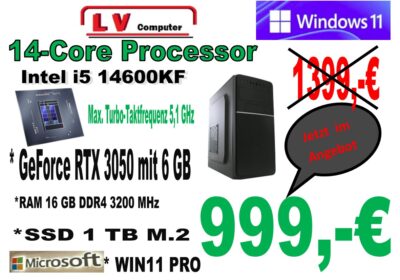 Intel i5 14600KF (14 Core)  / RTX 3050 6 GB