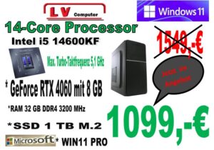 Intel i5 14600KF (14 Core)  / RTX 4060 Gamer 8 GB